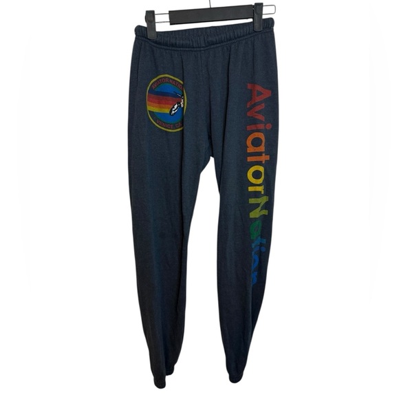 Aviator Nation Rainbow Spellout Sweatpants - Picture 1 of 5